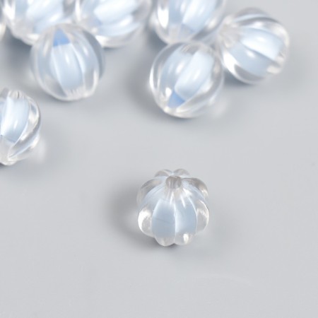 Plastic beads "Ball ribbed - inner color of blue" set of 20 g 1.2x1.1 cm-1