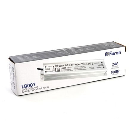 Electronic transformer for 24 W LED tape, Feron, LB007, 4.1A, 100 W-2