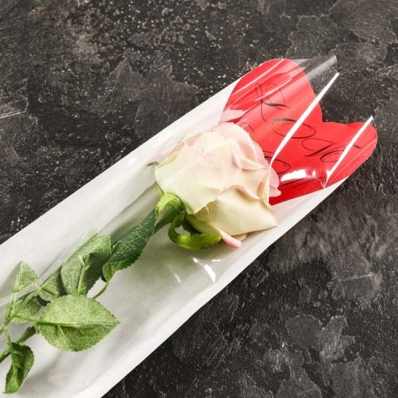 Package-cone for flowers, "this is for you", white+ red, 14x40 cm-1