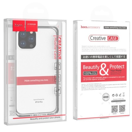 Hoco Case for iPhone 15 Pro, silicone, thickness 1.1 mm, transparent-5