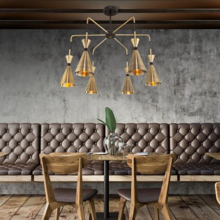 Glustin chandelier, 6x60W E14, brass color, black-1
