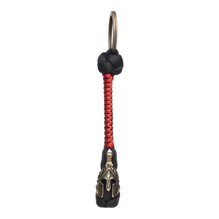 A keychain - a launcher for a spartan knife from a paracord, black -red, bead - bronze-1