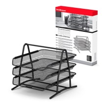 Paper tray horizontal 3-level Erich Krause Steel, assembly, metal mesh, black
