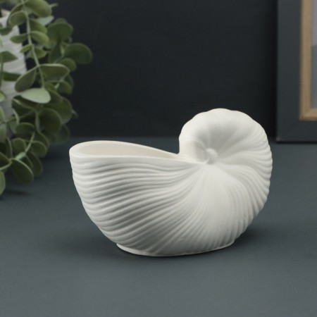 Gypsum vase decorative table "shell", for flowers, dried flowers, 8 × 13x7cm, white