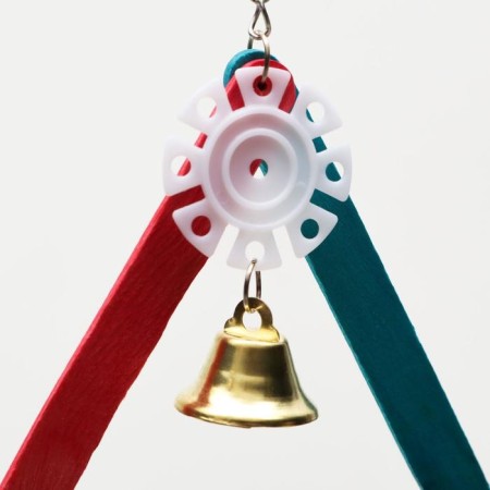 Toy for birds "Multi -colored triangle", with a bell, mix-3