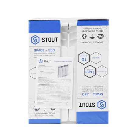 Bimetallic radiator Stout Space 350, 350 x 90 mm, 4 sections-9