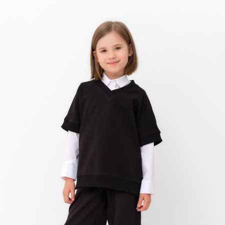 Minaku girl's vest: School Collection, Black color, height 128 cm