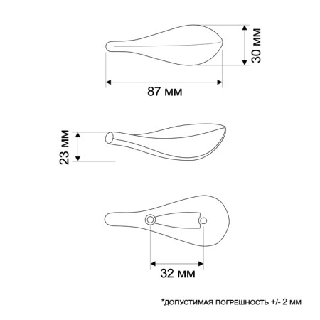 Cappio “petal” handle “RSC017, m/o 32 mm, 88x30 mm, black color black-2