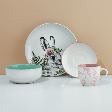 A set of dishes for 4 persons "Easter. Forest characters ”, 16 objects: 4 plates 23 cm, 4 bowls 14.5 cm, 4 circles 250 ml, 4 saucers 15 cm.-3