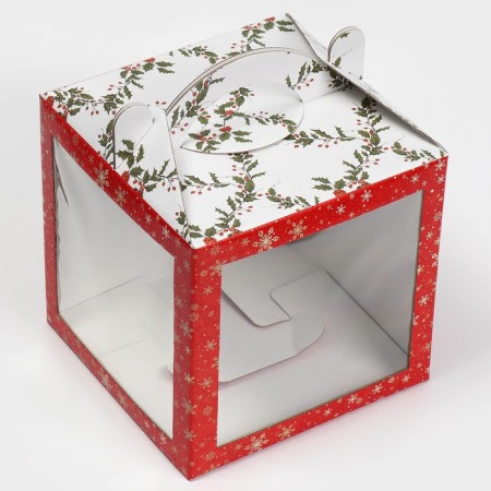 Confectionery box with a window, a chest, "Christmas post" 20 x 20 x 20 cm, New Year-4