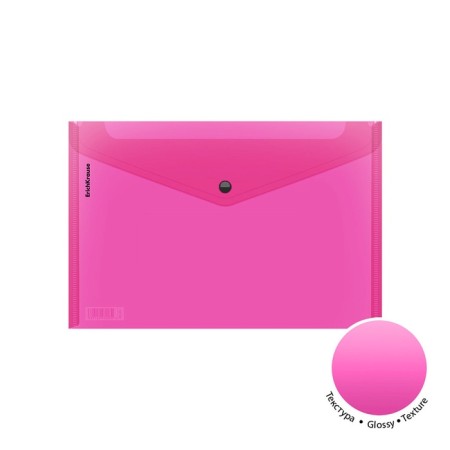 A4 button folder-convert, 180 μm, Erichkrause Glossy Neon, translucent, up to 120 sheets, mix-1