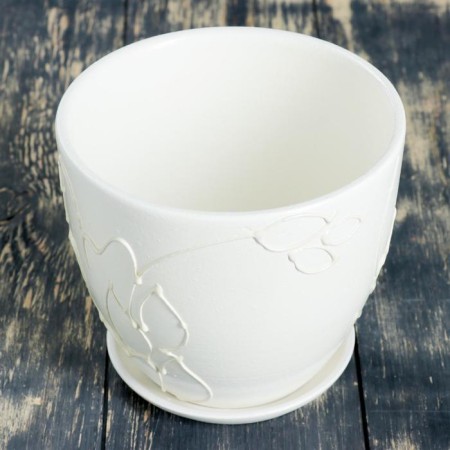 Flower Pot "Courage" (white) No. 3 High oval 1.5l-2