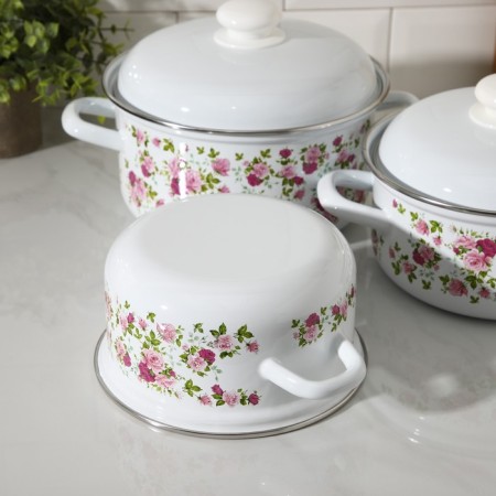 Set of pan “Chinese rose”, 3 subjects: 1.5 l, 2 l, 3 l, enameled covers, induction-2