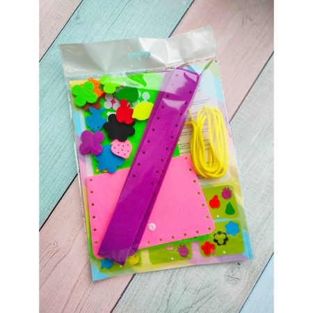 Designer made of felt "handbag with icons"-5