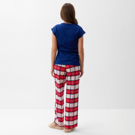 Pajama New Year's Women's KAFTAN "Santa Team", red/blue color, size 48-50-4