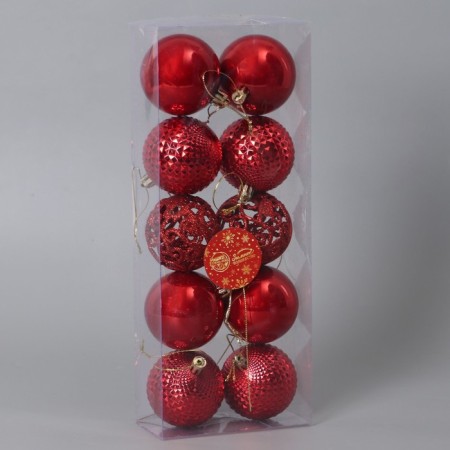 Set of balls plastic D-6 cm, 10 pcs "Prostens" red-1