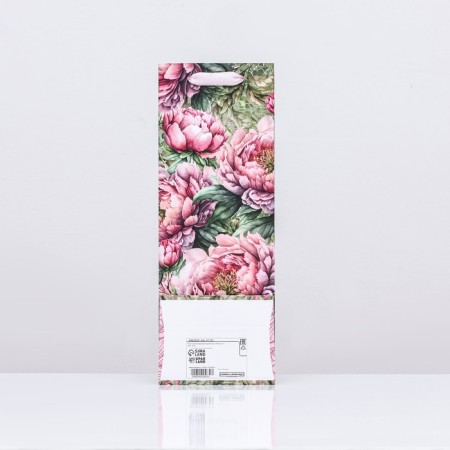 Laminate packet for a bottle "peonies", 13 x 36 x 10 cm-1