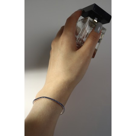 Bracelet "ice" 1 row, blue color in silver, 7 cm-2