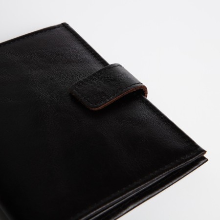 Male purse on the button, 3 in 1, for autocrains, for passport, for bills, black color-3