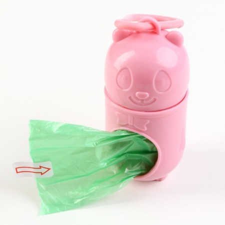 Container with packets for cleaning for dogs (2 rolls of 15 bags), 9.5 x 5 x 5 cm, pink-2