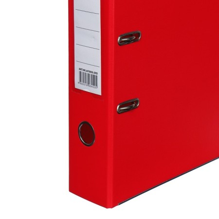 A4, 75 mm, Lamark, PVC, double-sided coating, metal edging, pocket for a spine, collected, red/red-2