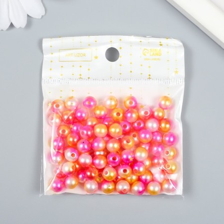 Beads for creativity plastic "gradient rose-yellow" set of 20 g, d = 0.8 cm, a mix of holes/without-5
