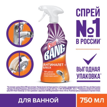 Cilling Bang "Anti -Wagon and Shine", a spray, for a bathroom, 750 ml