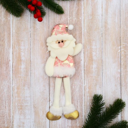 Soft suspension "Santa Claus in a shiny suit, long legs" 8x27 cm, pink