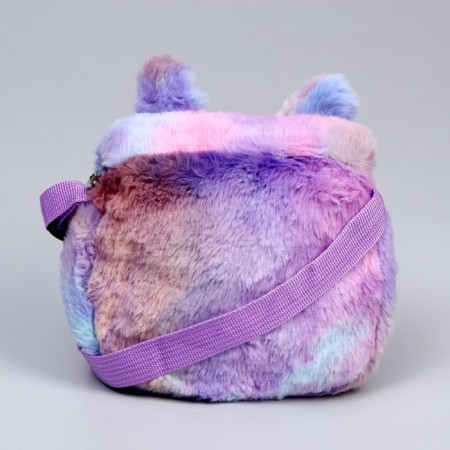 Children's fur bag "Rainbow cat", 15x13x3 cm-1