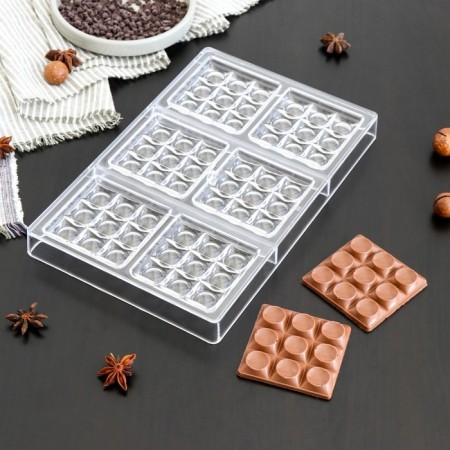 Form for chocolate and sweets Konfinetta "pop-ith", plastic, 6 cells, 27.5 × 17.5 × 2.5 cm, cell 7 × 7 cm, transparent