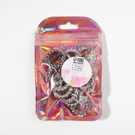 Buckwheat Cabocons with rhinestones "Circle" for bows, d = 18 mm, 10 pcs, silver color-2