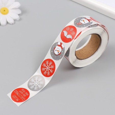Stick Paper "Snowman and Snowflakes" d = 2.5 cm 500 pcs in the roll-4