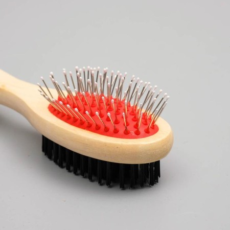 Bilateral brushes with a wooden handle, 7 x 21 cm-1