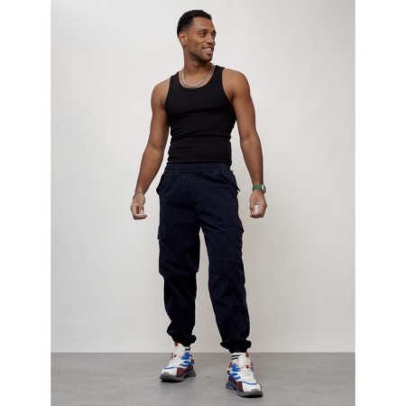 Cargo jeans men, size 44-46, dark blue color-4
