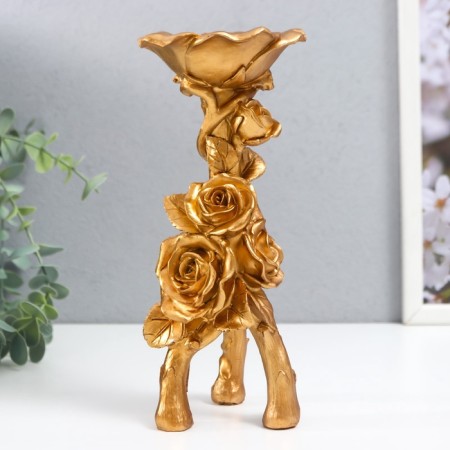 Polystone candlestick for 1 candle "roses. Trinoga" gold 20.8x7.5x7.5 cm-1