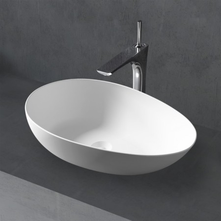 ABBER STEIN AS2615 sink, invoice, 600x360x150 mm, artificial stone, white