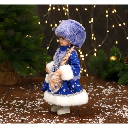 Snow Maiden "in a fur vest" 32 cm, blue-3
