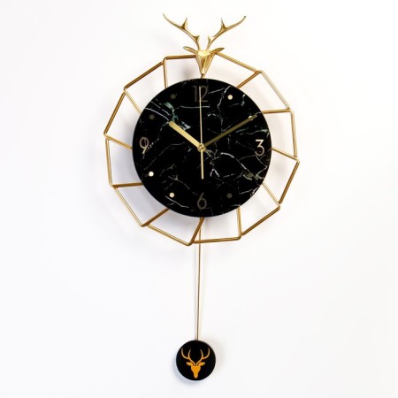 Wall clock, series: pendulum, "deer", smooth move, 30 x 54 cm