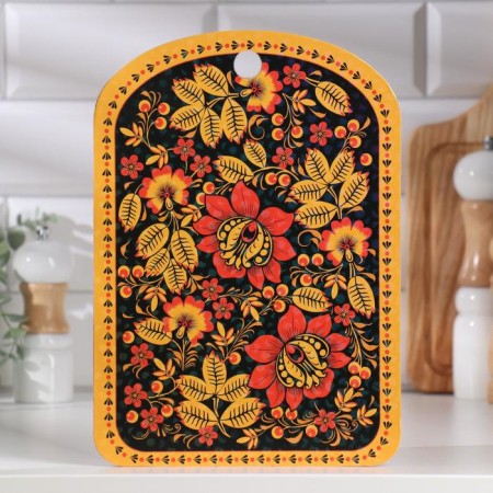 Board of cutting souvenir "Khokhloma, Black Background", 19.5 × 27.5 cm