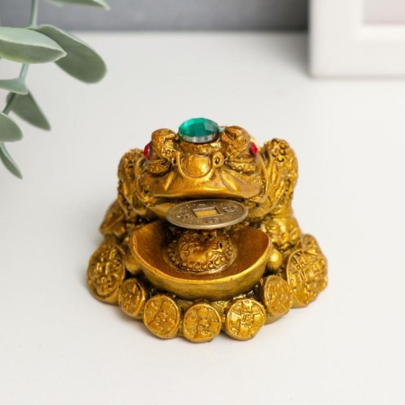 NECKE Bronze "Toad on coins with a bowl" 7 x 6 x 5 cm-4