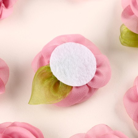 Flower with petals, leaflet, fabric, set of 8 pcs., Pink color-2