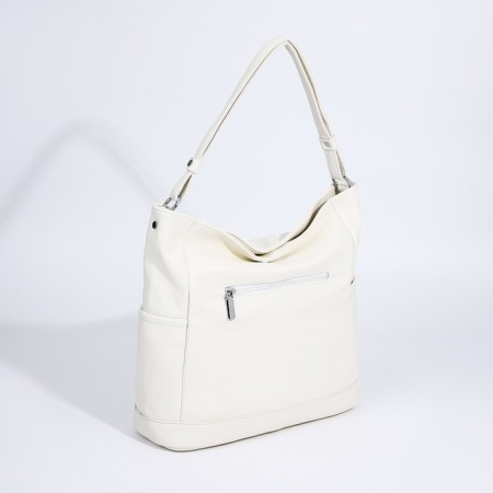 Luggage bag with a zipper, 3 outer pockets, white color-1