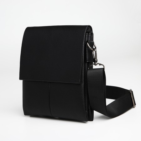 Male bag over the shoulder, Textura, external pocket, black color-2