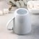 Watercolor mug, 270 ml, porcelain, light gray color