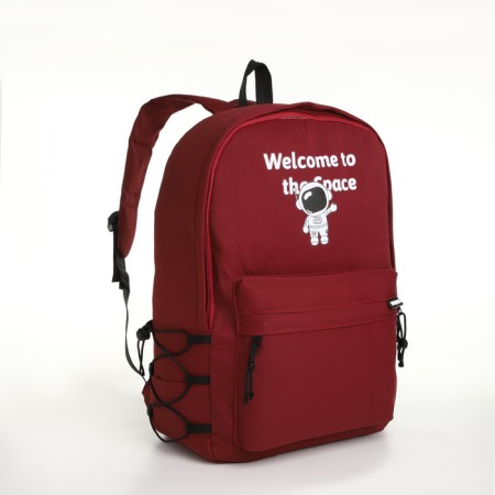 School backpack of textiles on lightning, 3 pockets, burgundy color-2