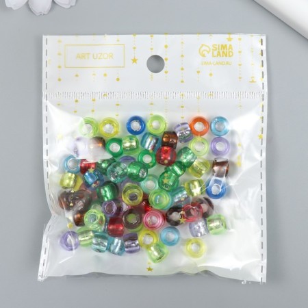 Beads for creativity plastic "Color cylindrics" set 20 grams 0.6x0.9x0.9 cm-3