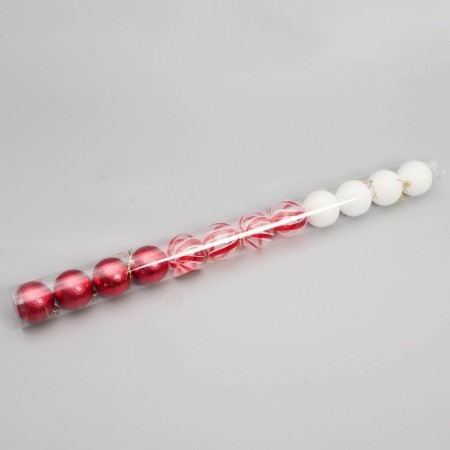 Set of balls plastic D-6 cm, 12 pcs "Agnet" waves, red-white-1