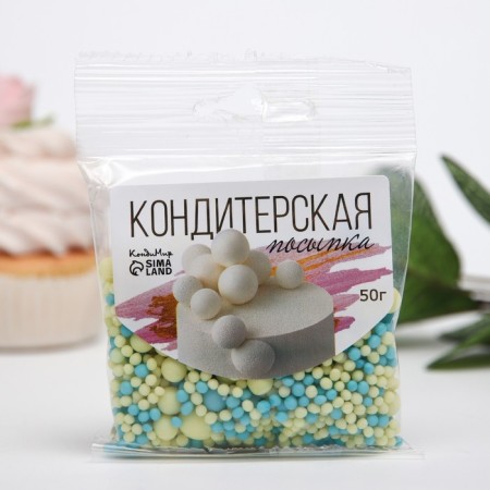 Sprinking confectionery in color glaze, "blue, yellow", 50 g-1