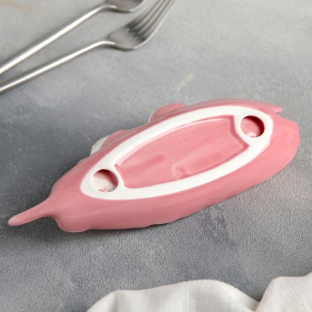 Ceramic dish "Birds on a leaf", 21 × 8 × 5 cm, pink color-2