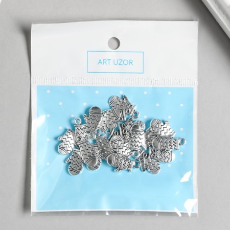 Decor for creativity Metal "mittens" silver 1.7x1.6 cm-6